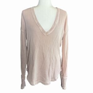 Free People We The Free Coraline Thermal Oversized Top Winter Bloom Blush Small